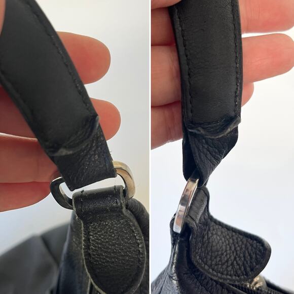 Longchamp Vintage Y2K Half Moon Crescent Belted Dark Blue Leather Shoulder Bag - Picture 6 of 11